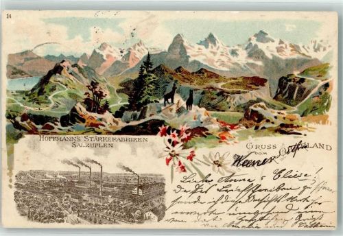 1899 Lithographie Berner Oberland Hoffmanns Stärkefabriken Salzuflen