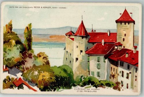 3280 Murten Morat Lithographie Schloss Morat