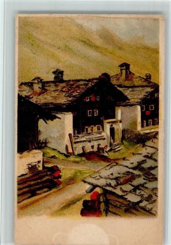 7447 Cresta (Avers) Lithographie / Künstlerkarte Avers-Cresta 184 - Lith. Anstalt Alfred Mohler , gute Erhaltung