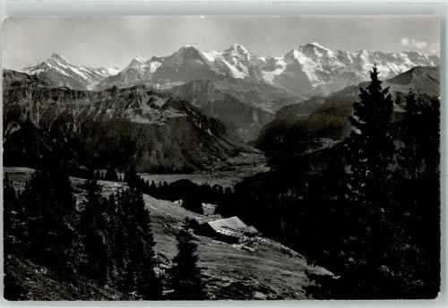 3803 Beatenberg 1952 - Ober Burgfeld mit Schreckhorn Finsteraarhorn Eiger Mönch und Jungfrau