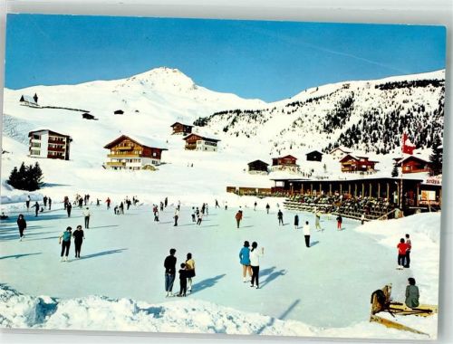7050 Innerarosa Arosa 1973 Winter Eisbahn mit Weisshorn