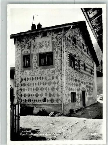 7440 Andeer 1970 Foto AK Sgrafito-Haus aus dem Jahr 1501