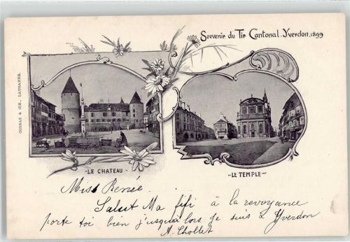 1400 Yverdon-les-Bains Lithographie Schloss Kantonsfest 1899