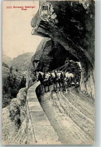 Schweiz. Gebirgspost Postkutsche Schweiz 1909
