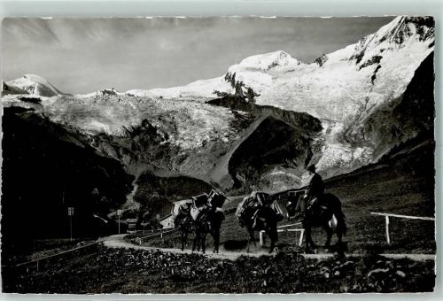 3906 Saas-Fee Foto AK Maultierpost Allalinhorn und Alphubel