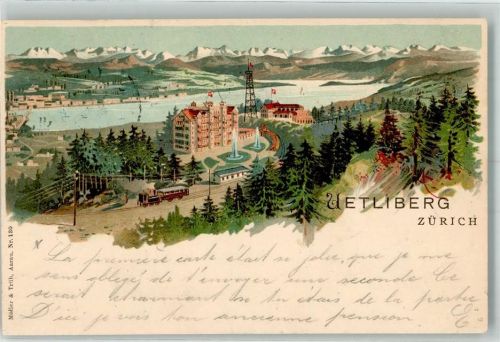 8143 Uetliberg 1900 Lithographie Bergbahn