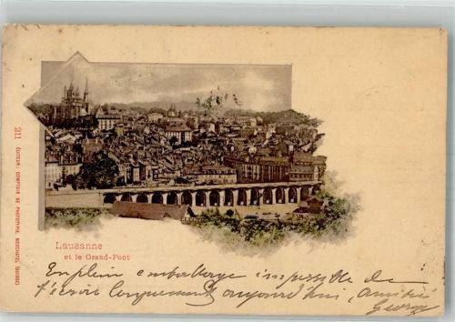 1000 Lausanne Losanna 1899 Foto AK Grand Pont