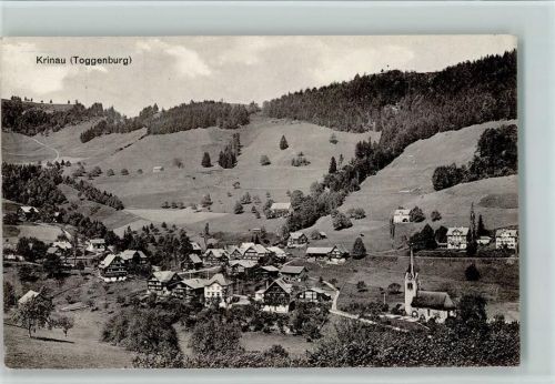 9622 Krinau - Teilansicht mit Kirche,Verlag Wälle-Wäspe Nr 05377,gute Erhaltung AK