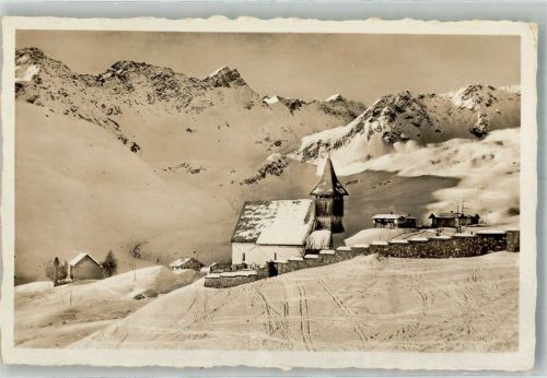 7050 Arosa 1940 Winter Kirche Ort lt. Stempel