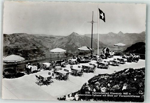 6375 Beckenried 1947 Foto AK Gasthaus Bahnrestaurant Klewenalp