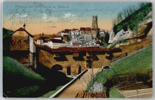 1700 Fribourg Freiburg - Kunst-Karte, Les fortifications du Gotteron