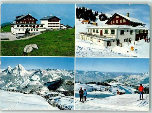 6433 Stoos SZ - Winter Skifahrer Bügellift Gasthaus Schwyzer Bärghus