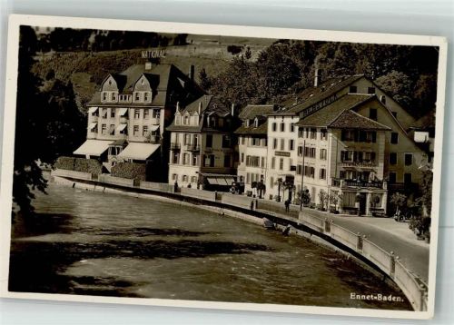 5408 Ennetbaden 1935 Foto AK Hotel Bahnpost