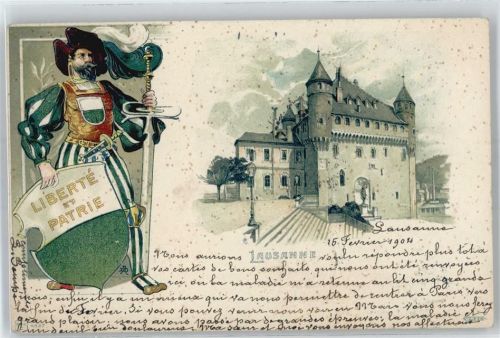 1000 Lausanne Losanna Lithographie Ritter , Prägedruck