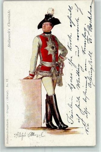 sign. Menzel Uniform Regiment Gruppe 1 Nr. 6 AK Stollwerck Schokolade 1902 Künstlerkarte