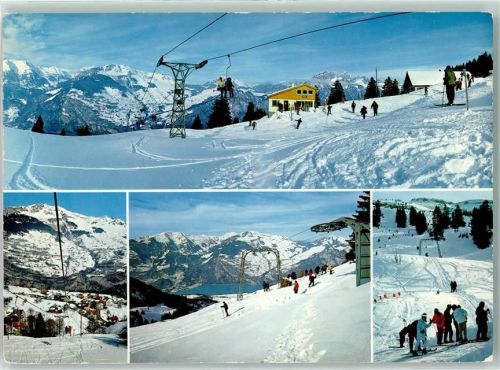 8757 Filzbach Winter Sportplatz Seilbahn Kerenzerberg Gasthaus Habergschwend