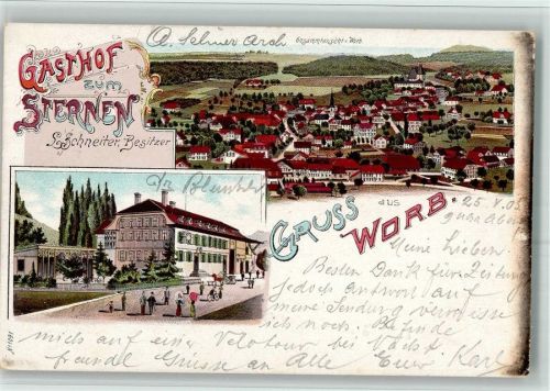 3076 Worb 1905 BOAKC Gasthaus Sternen Lithographie