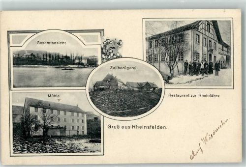 4310 Rheinfelden 1911 - Mühle Zollbezügerei Gasthaus Zur Rheinfähre Winter