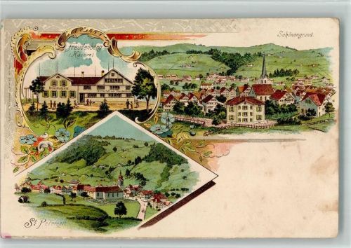 9105 Schönengrund BOAKC Lithographie Ferienkolonie Gasthaus Zum Freudenberg Käsern St. Peterzell