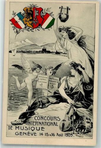 1200 Genève Genf 1909 - Concours International de Musique Wappen Engel