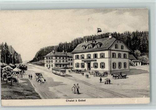 1000 Lausanne Losanna 1911 Künstlerkarte Auberge du Chaleta Gobet , Straßenbahn , Verlag Trüb & Cie