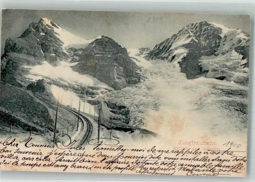 Jungfraubahn 1900 Foto AK Eiger Mönch Winter