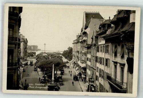 1200 Genève Genf 1930 Foto AK Geschäft Auto Place Longmalle