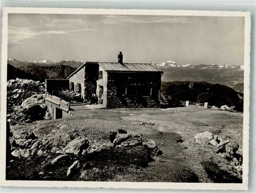 Weisshorn 1943 Foto AK Hüttenstempel Weisshorngipfelhütte