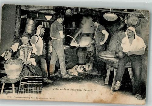 Tracht Schweizer Sennhütte Unterwalden Motiv Schweiz Gebrauchsspuren