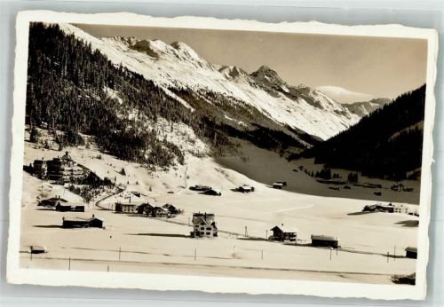 7260 Davos Dorf Foto AK Winter Pension Deutsches Kriegerkurhaus