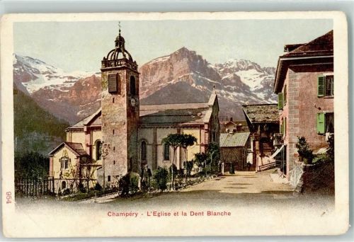 1874 Champéry Gebrauchsspuren Kirche Dent Blanche