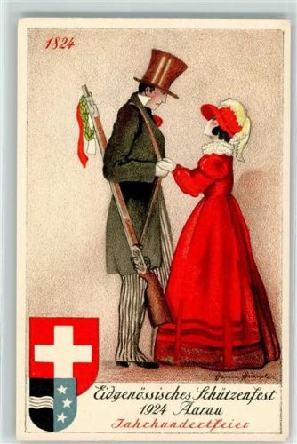 5000 Aarau 1924 Künstlerkarte Eidgenössisches Schützenfest sign. Hainu Hürzeler