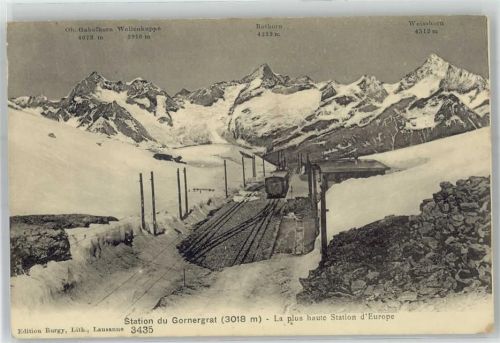 Gornergrat - Bahnhof Station Gornergratbahn Oberes Gabelhorn Wellenkuppe Rothorn Weisshorn