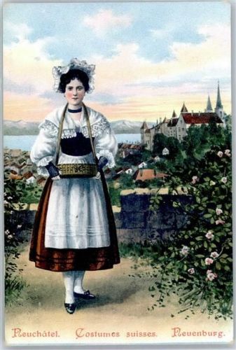2000 Neuchâtel Neuenburg Lithographie Tracht
