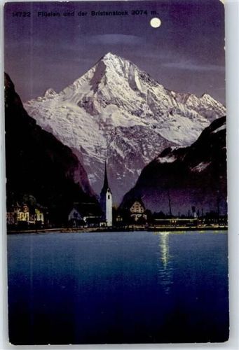 6454 Flüelen - Blick mit Bristenstock Mondschein