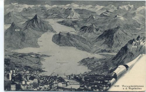 um 1910/20 - Vierwaldstättersee a. d. Vogelschau. K: Luzern. Schweiz. Nr. 14101,Wehrli A. G. - Zürich AKU1