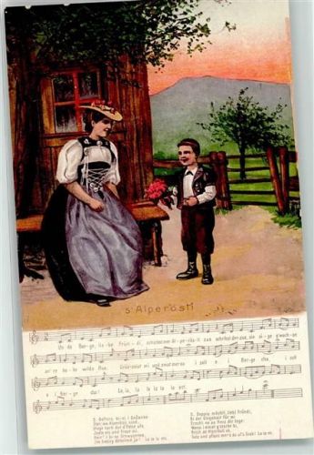 S` Alperösli Photochromie Nr. 425 Tracht Schweiz Lieder AK