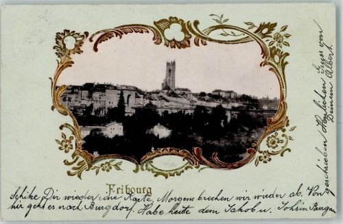 1700 Fribourg Freiburg 1905 Prägedruck Passepartout Schmuckrahmen AK