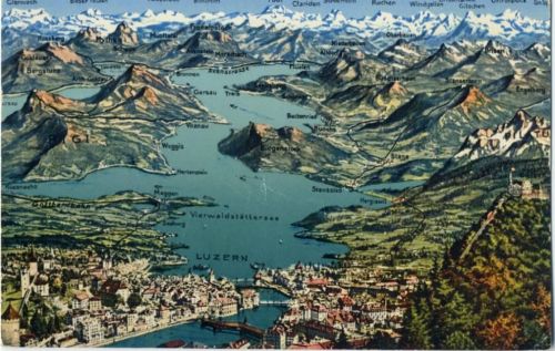 Luzern, 3D-Plan von Luzern und dem Verwaldstätter See mit Meggen, Weggis, Vitznau, Gersau, Brunnen, Flüelen, Buochs, Stans, Stansstad, Hergiswil und e,Photoglob-Wehrli AG AKU2