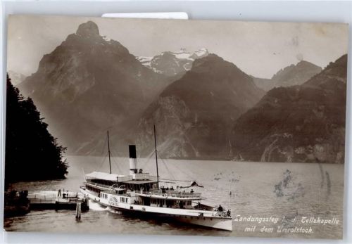 Seelisberg Landungssteg bei der Tellskapelle, Urirotstock, Schiff AKU1 Binnenschiff