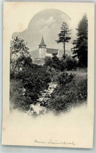 7276 Davos Frauenkirch Foto AK Kirche Ort handschriftlich