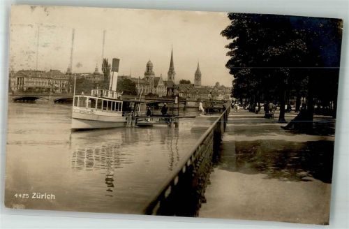 8000 Zürich 1928 Foto AK Dampfschiffanlegestelle