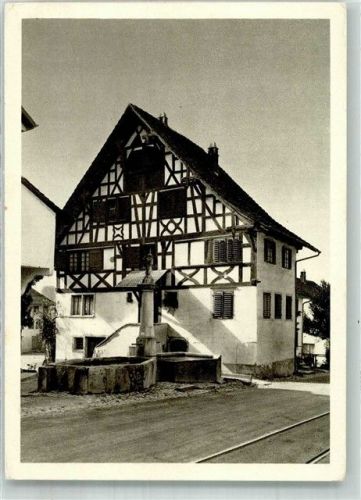 8627 Grüningen 1937 Foto AK Riegelhaus Stadtbrunnen