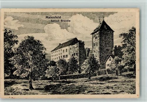 7304 Maienfeld Künstlerkarte Schloss Brandis sign. W. Felle