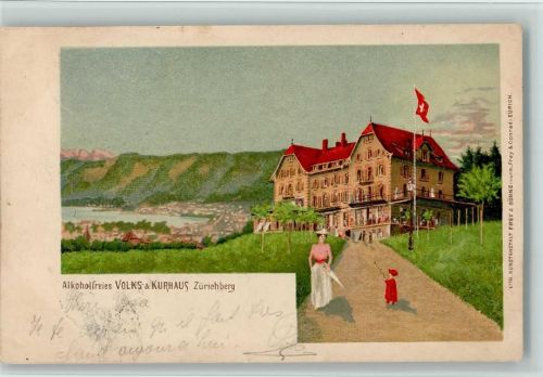 8000 Zürich 1902 Lithographie Kunstanstalt Frey & Söhne - Zürichberg, Alkoholfreies Kurhaus, AK