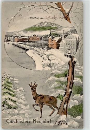 6000 Luzern Lucerne 1909 Winterlithographie