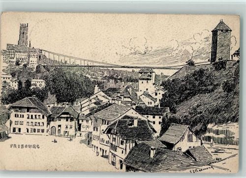 1708 Fribourg Freiburg Künstlerkarte sign. S.Redmong