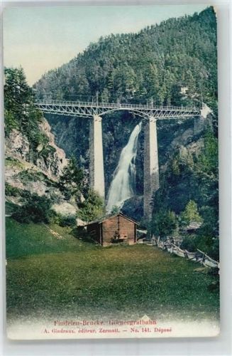 3920 Zermatt - Findelen-Brücke Gornergratbahn Wasserfall