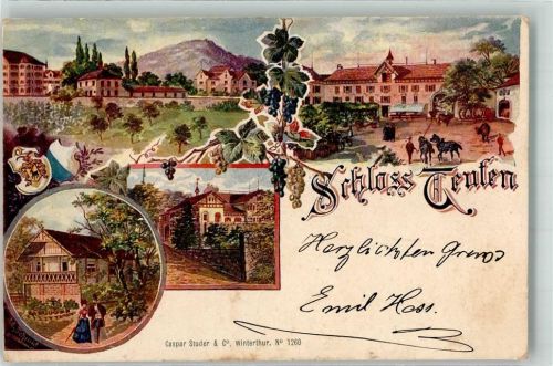 8428 Teufen ZH 1901 Lithographie sign Schmid Ad. Schloss