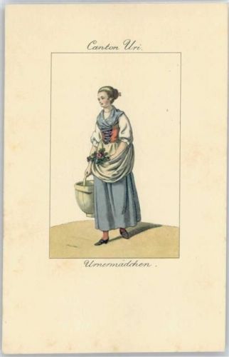 Urnermädchen Tracht Schweiz Künstlerkarte